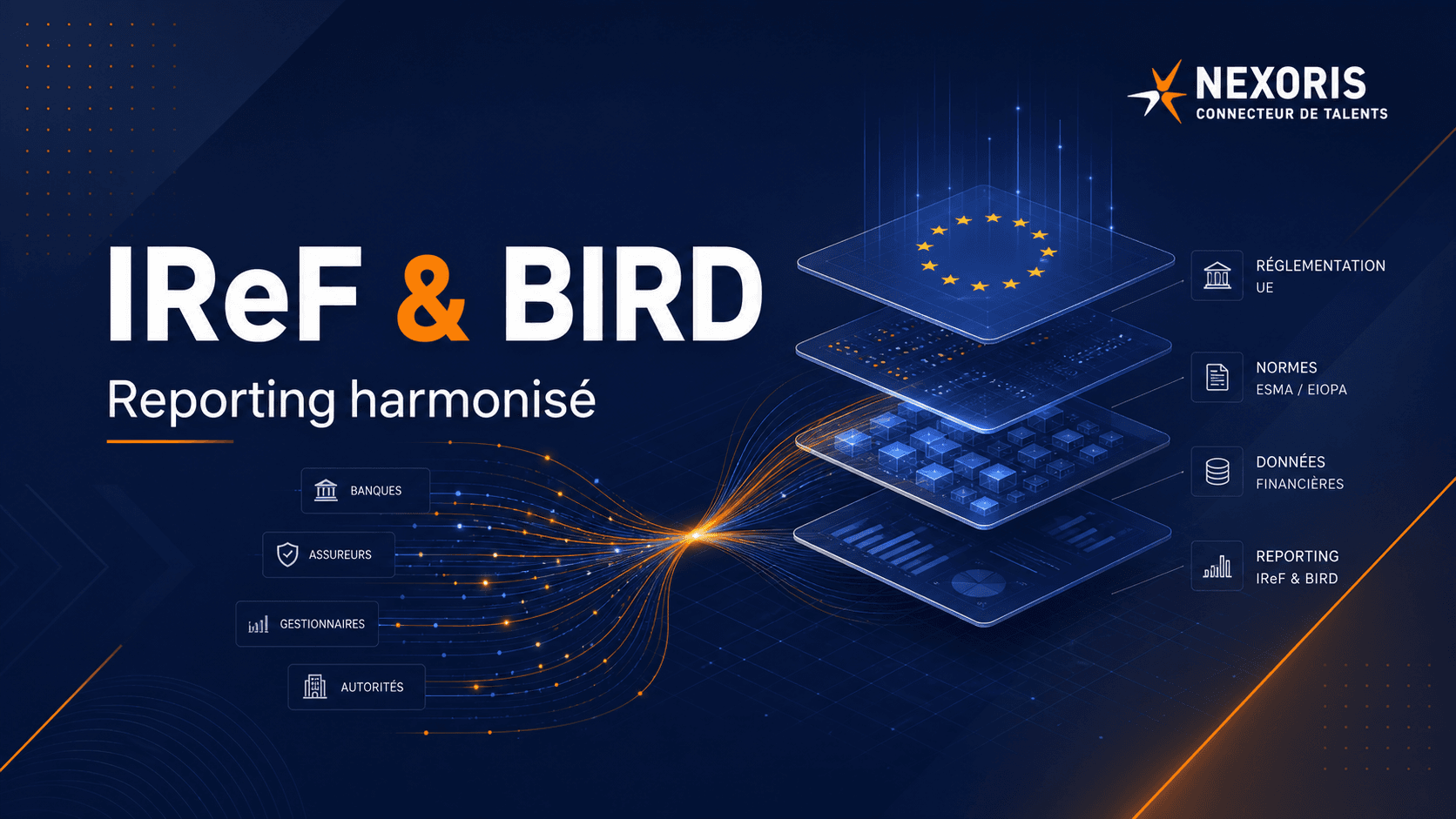 Illustration institutionnelle du sujet IReF et BIRD autour de l'harmonisation du reporting réglementaire européen.